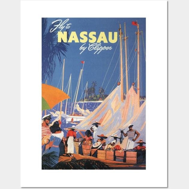 Vintage Bahamas Travel Poster, Nassau by Clipper Wall Art by MasterpieceCafe